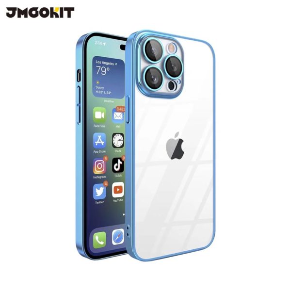 coque iphone 15 pro bleu transparent