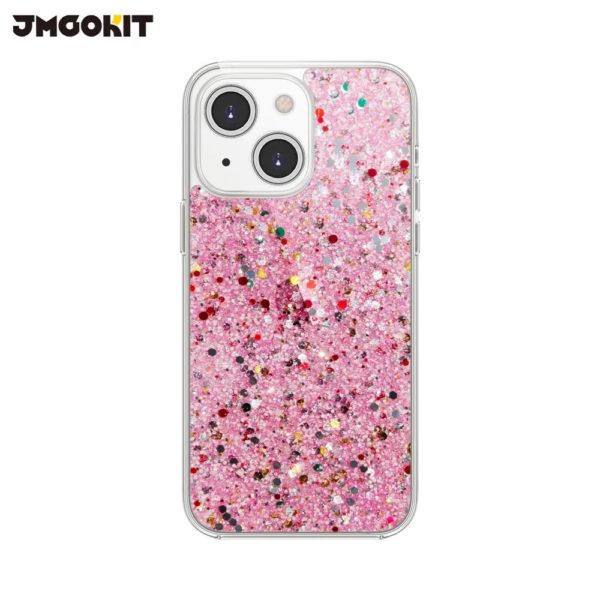 coque paillette iphone 13 rose